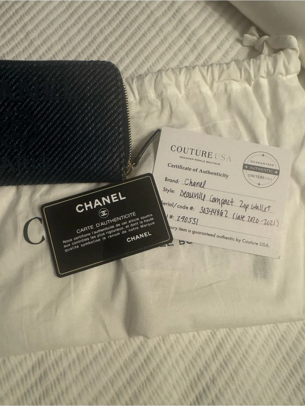 Chanel Denim Deauville Compact Zip Wallet